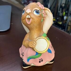 Pendelfin Charming Brown Bunny Figurine with Pink Dress Rosa
